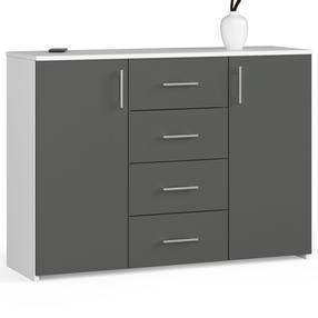 Kumode Akord K45, balta krās./pelēka krās., 80 cm x 35 cm x 110 cm