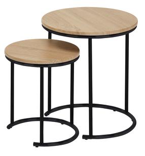 Žurnalinis staliukas Home4you Elto 2-Piece, juoda/šviesiai ruda, 44.5 cm x 44.5 cm x 50 cm