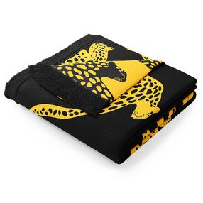 Gultas pārklājs Restilo Zaria Cheetah, melna krās./dzeltena krās., 150 cm x 200 cm