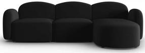 Kampinė sofa Micadoni Home Blair Velvet, juoda sp., dešininė, 272 x 155 cm x 80 cm