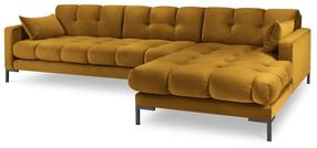 Kampinė sofa Micadoni Home Mamaia Velvet, geltona sp., dešininė, 293 x 185 cm x 75 cm