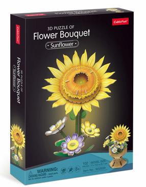 3D пазл Cubicfun Flower Bouquet Sunflower, 13.7 см x 14.7 см, 102 шт., многоцветный