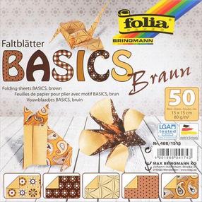Popierinių figūrų gaminimo rinkinys Folia Origami Basics, ruda sp., 15 x 15 cm