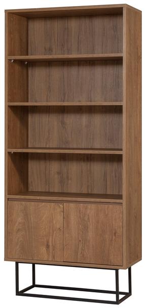 Pastatoma lentyna Kalune Design Rea, juoda sp./riešuto sp., 182 cm x 36 cm x 80 cm