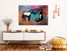 Reprodukcija Artgeist Washing Zebra - Colourful Brick, i-c-0152-b-a, 120 cm x 80 cm