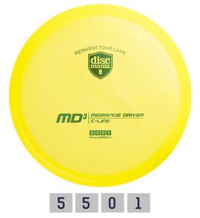 Disku golfa disks Discmania C-Line MD3, 21 cm x 21 cm, dzeltena krās.