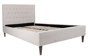 Lova viengulė Home4you Emilia 28806, 120 x 200 cm, smėlio sp., be čiužinio, su grotelėmis