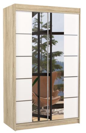 Spinta ADRK Genua 120, ruda sp./balta sp., 58 cm x 120 cm x 200 cm, su veidrodžiu