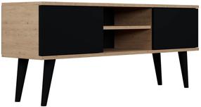 TV staliukas Kocot Kids Toronto, juoda sp./smėlio sp., 120 cm x 36 cm x 55.5 cm