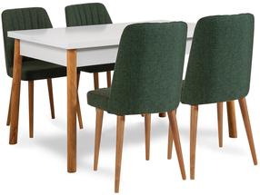 Valgomojo komplektas Kalune Design Santiago 1070 - 1 AB, balta sp./žalia sp./pušies sp.
