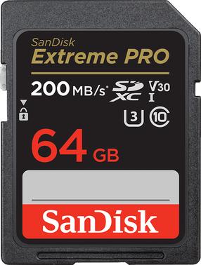 Atmiņas karte SanDisk Extreme Pro, 64 GB, 200 Mb/s - 90 Mb/s