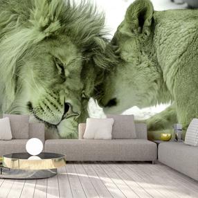 Fototapeet Artgeist Lion Tenderness (Green), 175 cm x 250 cm