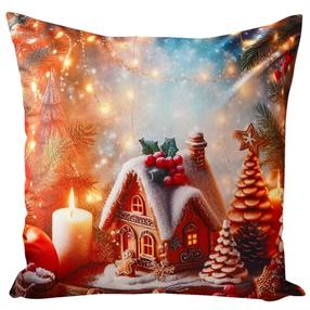Kalėdinis dekoratyvinės pagalvėlės užvalkalas JCLA-85, raudona/smėlio, 45 cm x 45 cm