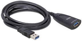 Pagarinātājs Delock USB 3.0 USB 3.0 A male, USB 3.0 A female, 5 m, melna krās.