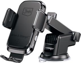 Auto telefona lādētājs 3MK Drive & Charge, Qi Wireless, melna krās., 15 W
