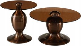 Kavos staliukų komplektas Cassie, skaidrus/vario, 70 cm x 70 cm x 38 cm, 2 vnt.