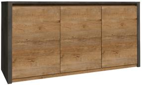 Komoda Gala Meble Montana K3D, ruda sp./pilka sp., 80 cm x 130 cm x 43 cm