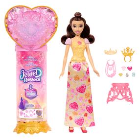Lėlė su priedais Mattel Disney Princess Jewel Reveal Belle JHL51, 29 cm, geltona sp.