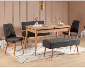 Valgomojo komplektas Kalune Design Vina 1053 - 4, pušies sp./antracito sp.