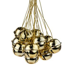 Ziemassvētku eglīšu rotaļlietu komplekts Bells, zelta krās., 2.5 cm, metāls, 12 gab.