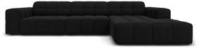 Kampinė sofa Micadoni Home Jennifer Velvet, juoda sp., dešininė, 284 x 166 cm x 70 cm