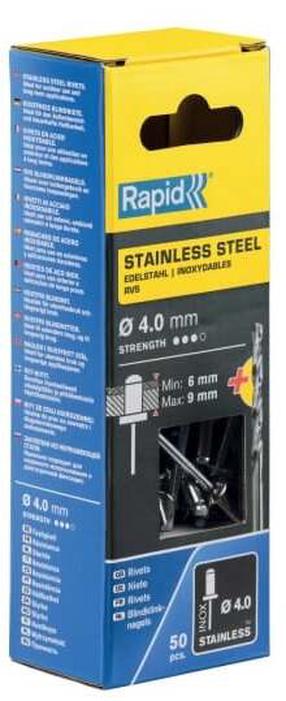 Kniede Rapid 5000394, 4 mm x 12 mm, 50 gab.