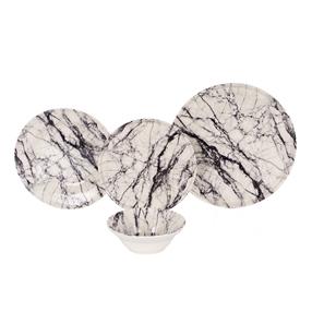 Pusdienu servīze Hermia Marble, keramika, balta krās./melna krās., 24 gab.