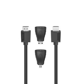Kabelis Hama HDMI - HDMI 2.0B 4K + Micro/Mini HDMI Adapter HDMI, HDMI, 1.5 m, juoda sp.