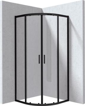 Dušikabiin Deante Funkia Evo, poolümar, aluseta, 90 cm x 90 cm x 195 cm, must v./läbipaistev