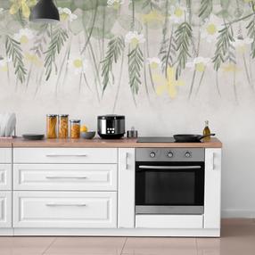 Fototapetas Artgeist Home Herbarium - Subtle Floral Motif With Flowers In Watercolour Style, 175 cm x 250 cm