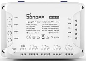 Умный 4-местный переключатель c Wi-Fi и радиочастотным управлением Sonoff 4CHPROR3