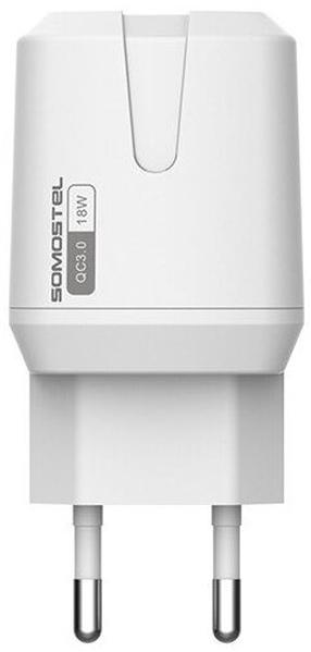 Telefona lādētājs Somostel SMSQ02, USB, balta krās., 18 W