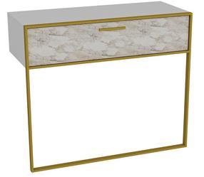 Konsolinis staliukas Kalune Design Polka, aukso sp./balta sp., 90 cm x 38.5 cm x 76.8 cm