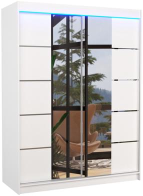 Riidekapp ADRK Nordic LED, valge v., 58 cm x 150 cm x 200 cm, peegliga
