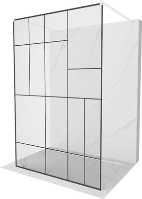 Dušas siena Mexen Kioto Walk-In, 120 cm x 200 cm, balta krās./melna krās./grafīta krās./aizsargājošs