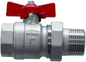 Ventilis Invena DN 20, rutulinis, šildymo sistemoms, 3/4 colio - išorinis sriegis, 3/4 colio - vidinis sriegis