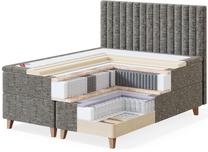 Gulta divvietīgā kontinentālā Sleepwell Black 8 Legs Avola, 180 x 210 cm, tumši pelēka krās., ar matraci, ar režģi