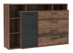 Kumode Forte Jacky JCKK351LT-N09T, brūna krās./melna krās., 98.5 cm x 153.1 cm x 41.3 cm