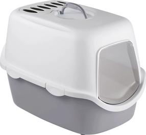 Закрытый кошачий туалет Stefanplast Cathy Filter 98685, белый цв./серый цв., закрытый, 56 см x 40 см x 40 см