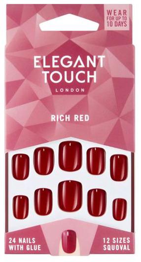 Pielīmējamie nagi Elegant Touch Polished Colour 10593925, rich red krās., 25 gab.
