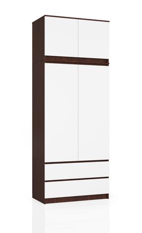 Spinta Akord S90, balta sp./riešuto sp./tamsiai ruda sp., 51 cm x 90 cm x 234 cm
