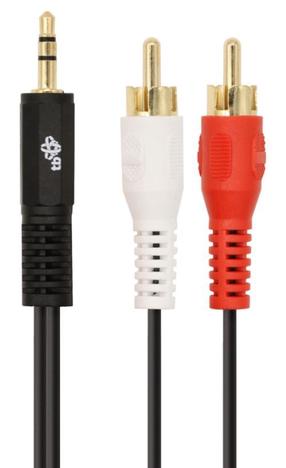 Провод TB 3.5mm / 2x RCA AKTBXAJ2RCA150B RCA male x 2, 3.5 mm, 1.5 м, черный цв.