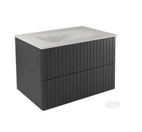 Vonios spintelė su praustuvu Besco Akya Linea, balta sp./juoda sp./grafito sp., 52.5 cm x 66 cm x 50.7 cm
