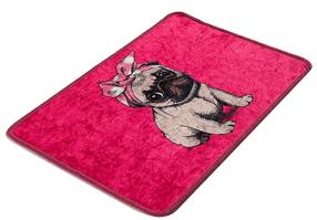 Vannas istabas paklājs Foutastic Pink Pug 359CHL1747, daudzkrāsaina, 60 cm x 40 cm