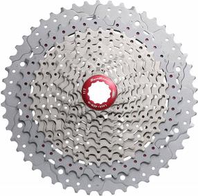 Žvaigždžių kasetė SunRace CSMX80 FRWE124, aliuminis/plienas, sidabro sp./raudona sp.