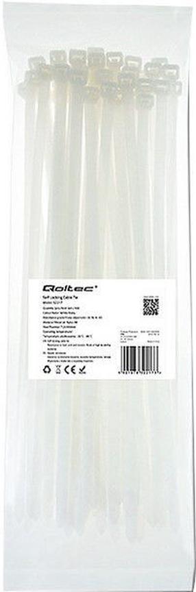 Kinnitusrihm Qoltec Nylon UV, 300 x 7.2 mm, 50 tk, valge v.