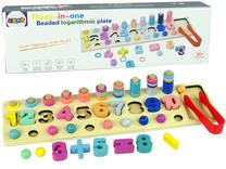 Medinė lenta su skaičiais Lean Toys Beaded Logarithmic Plate 3in1, 7 cm, įvairių spalvų