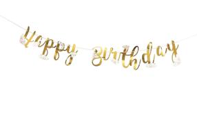 Girlianda Teka Happy Birthday Flowers, aukso sp.
