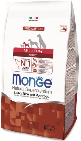 Kuiv koeratoit Monge Mini Adult, lambaliha/riis/kartul, 0.8 kg