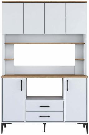 Daugiafunkcinė virtuvės spinta Kalune Design JE168-3257, balta sp./riešuto sp., 40 cm x 120 cm x 184.2 cm
